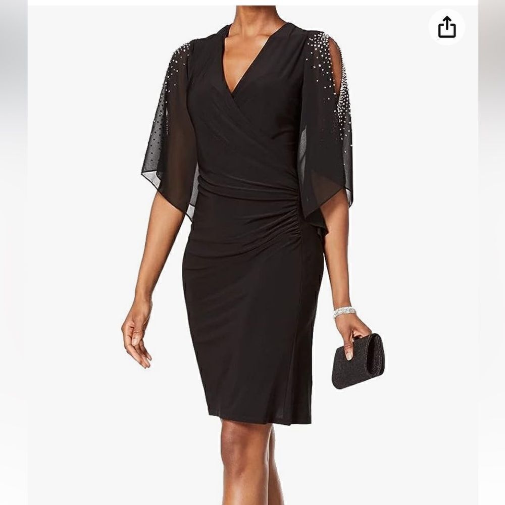 Gorgeous, stunning Pearl embellished open sheer sleeve Dress‎